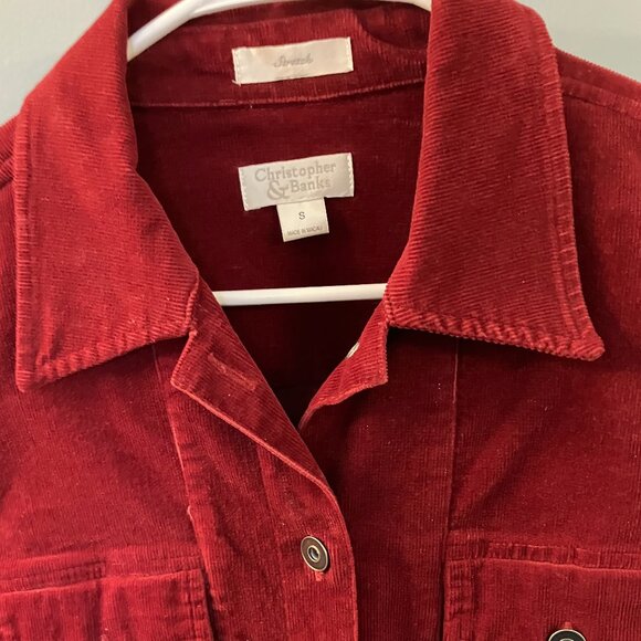 Christopher & Banks Women's Dark Red Unlined Corduroy Jacket Size S - Picture 4 of 9